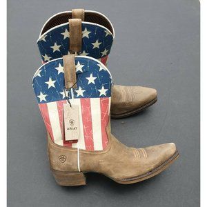 Womens Ariat Cowboy Western Boots Old Glory X Toe American Flag  8